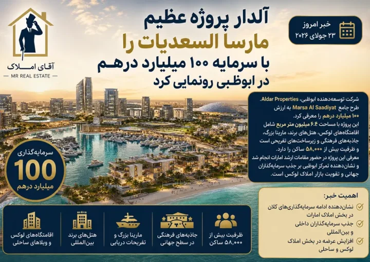 آلدار پروژه ۱۰۰ میلیارد درهمی Marsa Al Saadiyat را در ابوظبی رونمایی کرد